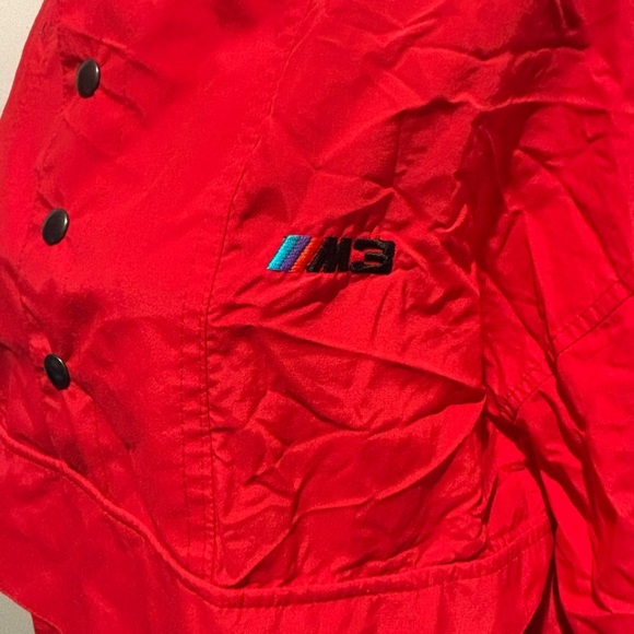 BMW Lifestyle M3 Vintage 90’s Red Kangaroo Pocket Snap Windbreaker Jacket M’s S - Picture 5 of 10